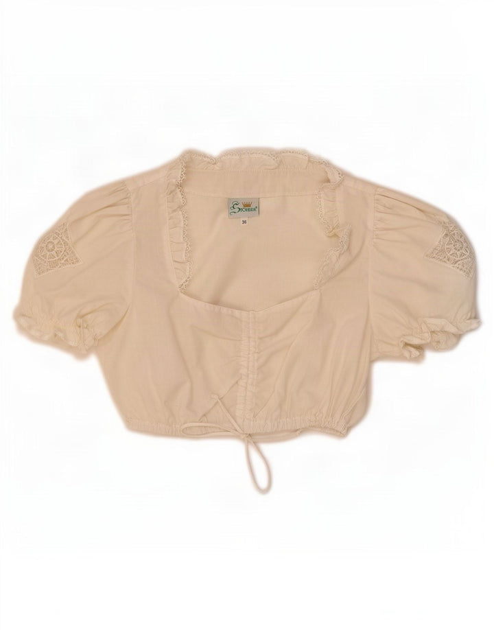 STOIBER Dame Trachten Crop Top EU 36 Small White Polyester