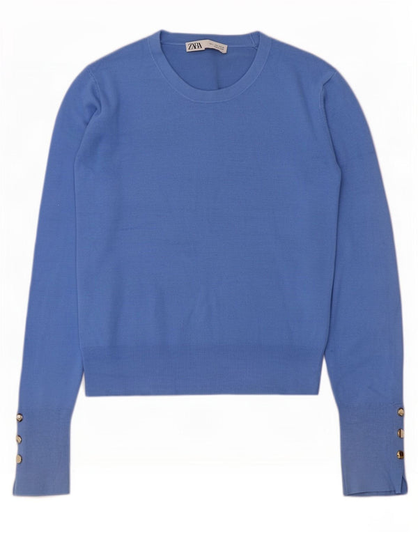 Zara Dame Jumper Sweater UK 14 Stor Blå