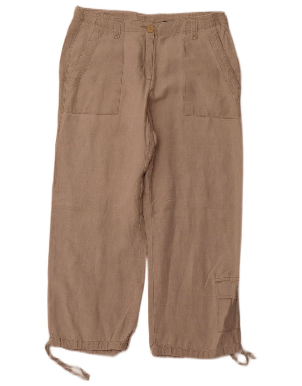 EDDIE BAUER Lige Capri-bukser til kvinder W36 L24 Beige hør