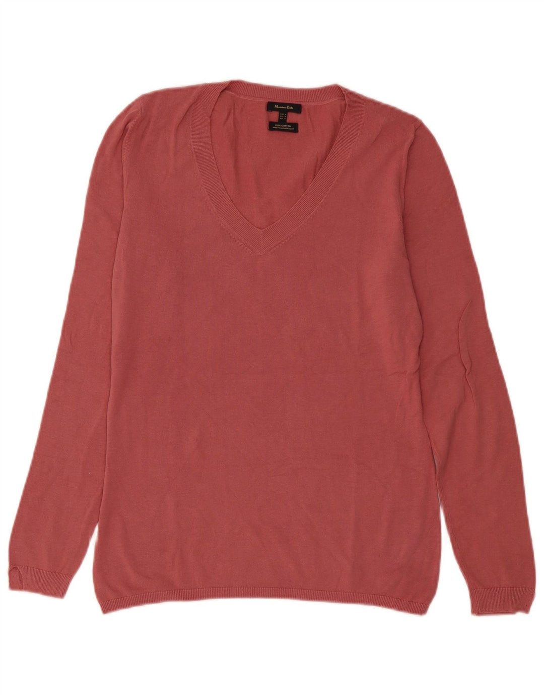 Massimo Dutti Dame V-hals sweater UK 14 Medium Pink Bomuld