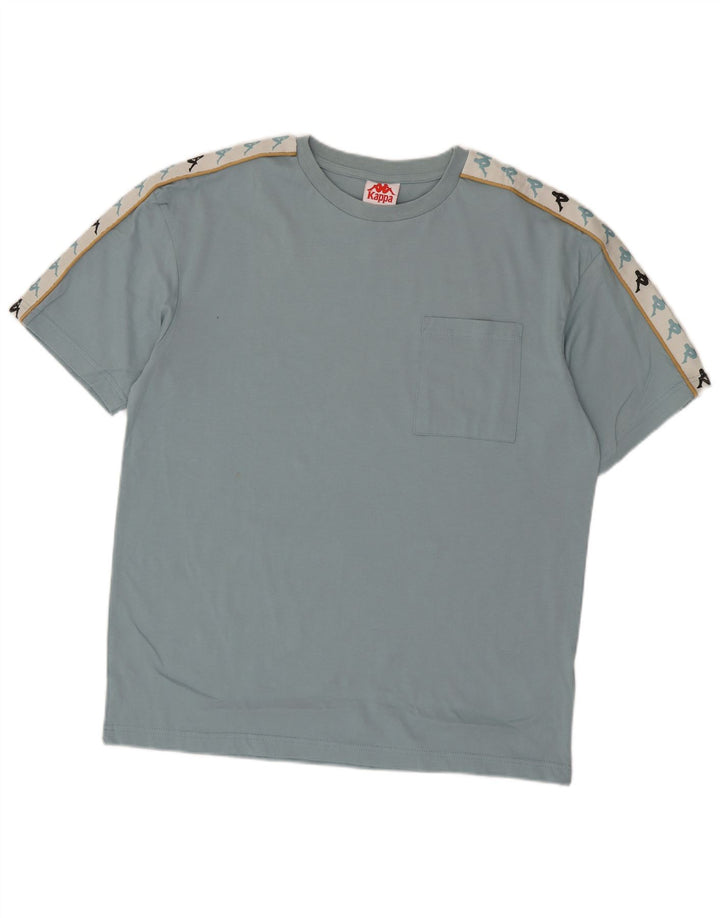 Kappa Herre Grafisk T-Shirt Top Stor Blå Colourblock Bomuld