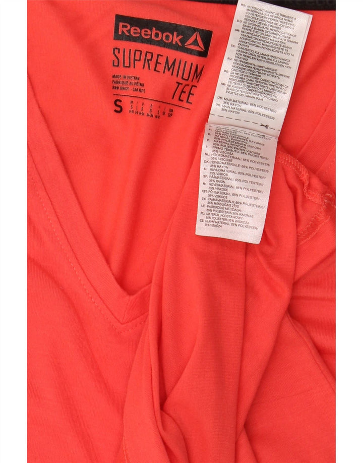 Reebok Dame T-Shirt Top UK 8/10 Lille Rød Polyester