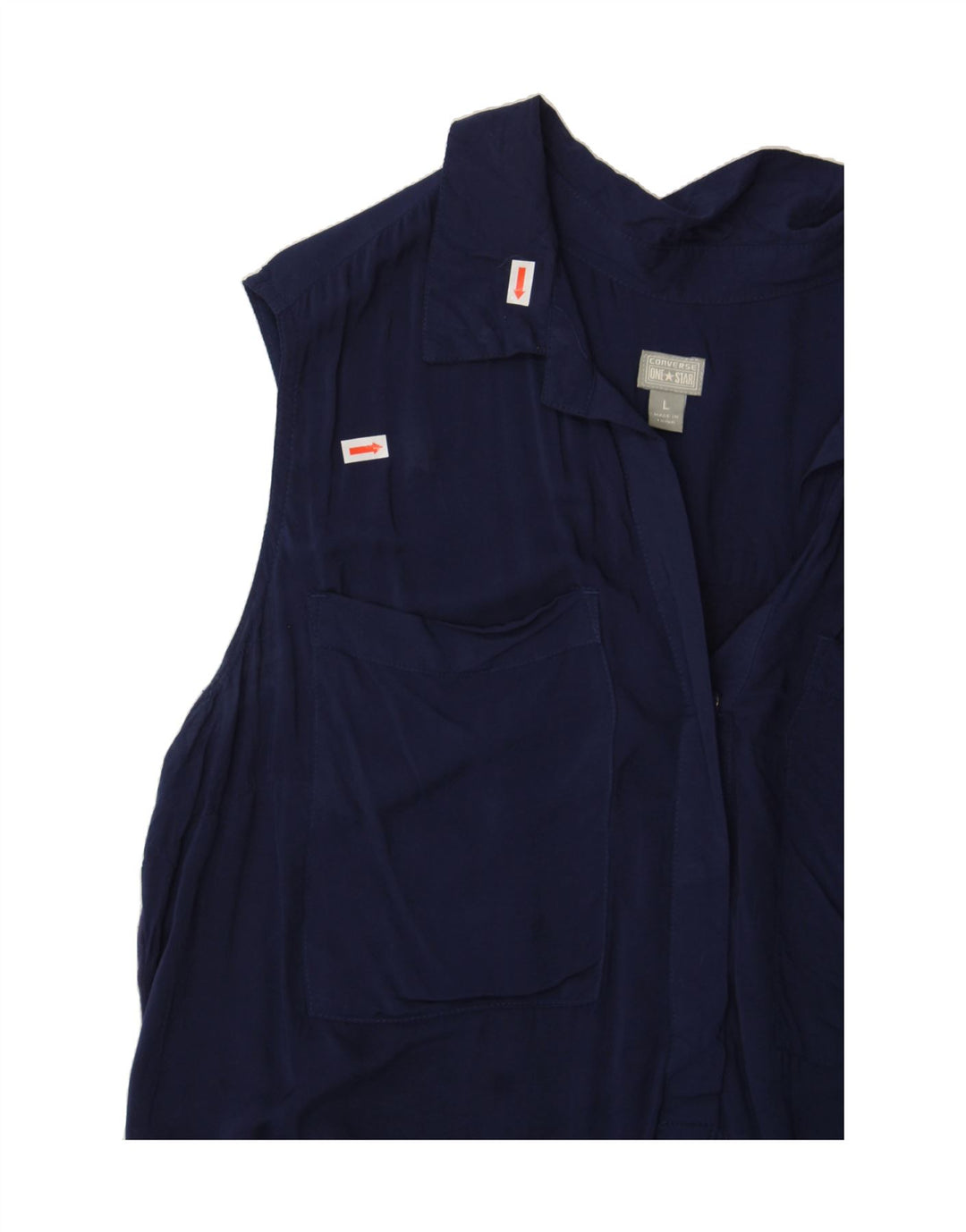 CONVERSE Womens Sleeveless Shirt Blouse UK 16 Large Navy Blue Rayon Vintage Converse and Second-Hand Converse from Messina Hembry 