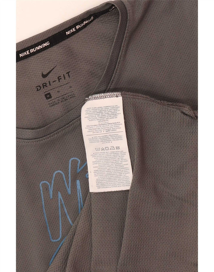 Nike Herre Dri Fit grafisk T-shirt top mellemgrå polyester