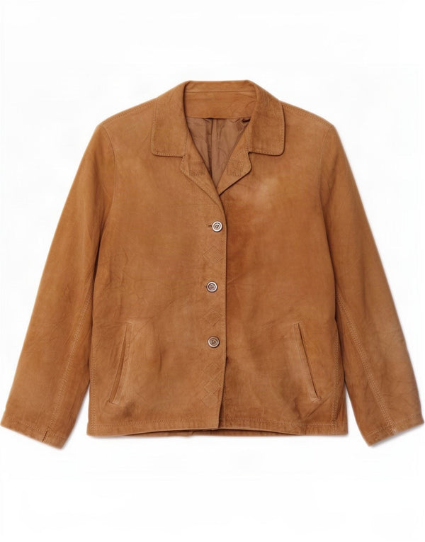 Vintage Dame 3-knaps Ruskind Blazer Jacket UK 14 Large Beige