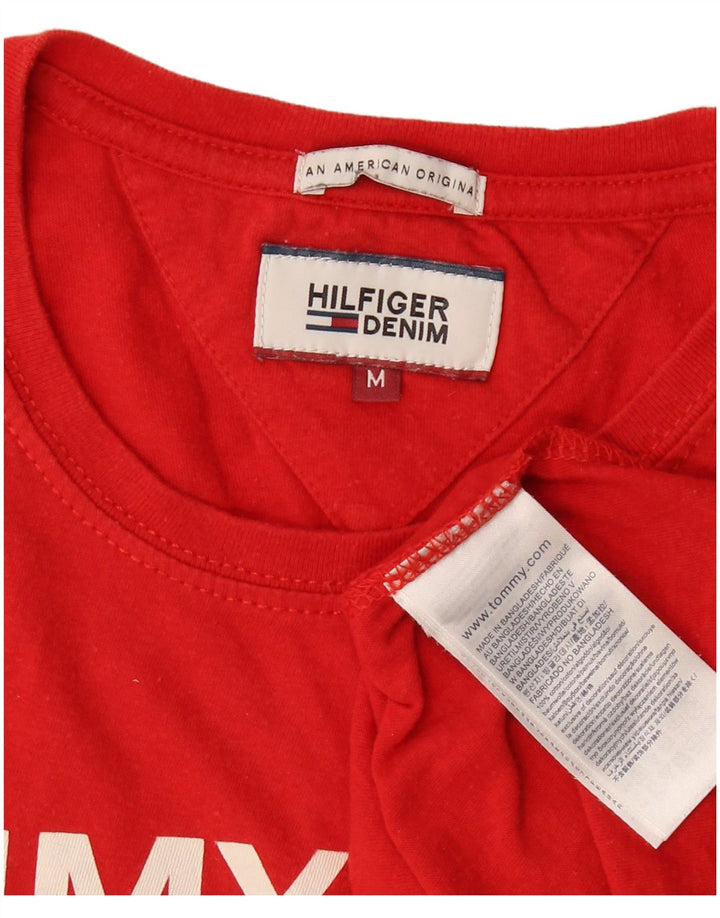 TOMMY HILFIGER Mens Graphic T-Shirt Top Medium Red Cotton