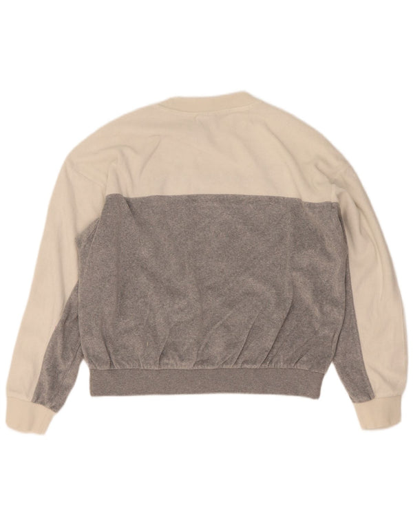 Champion Dame Grafisk Sweatshirt Jumper UK 14 Medium White Colourblock