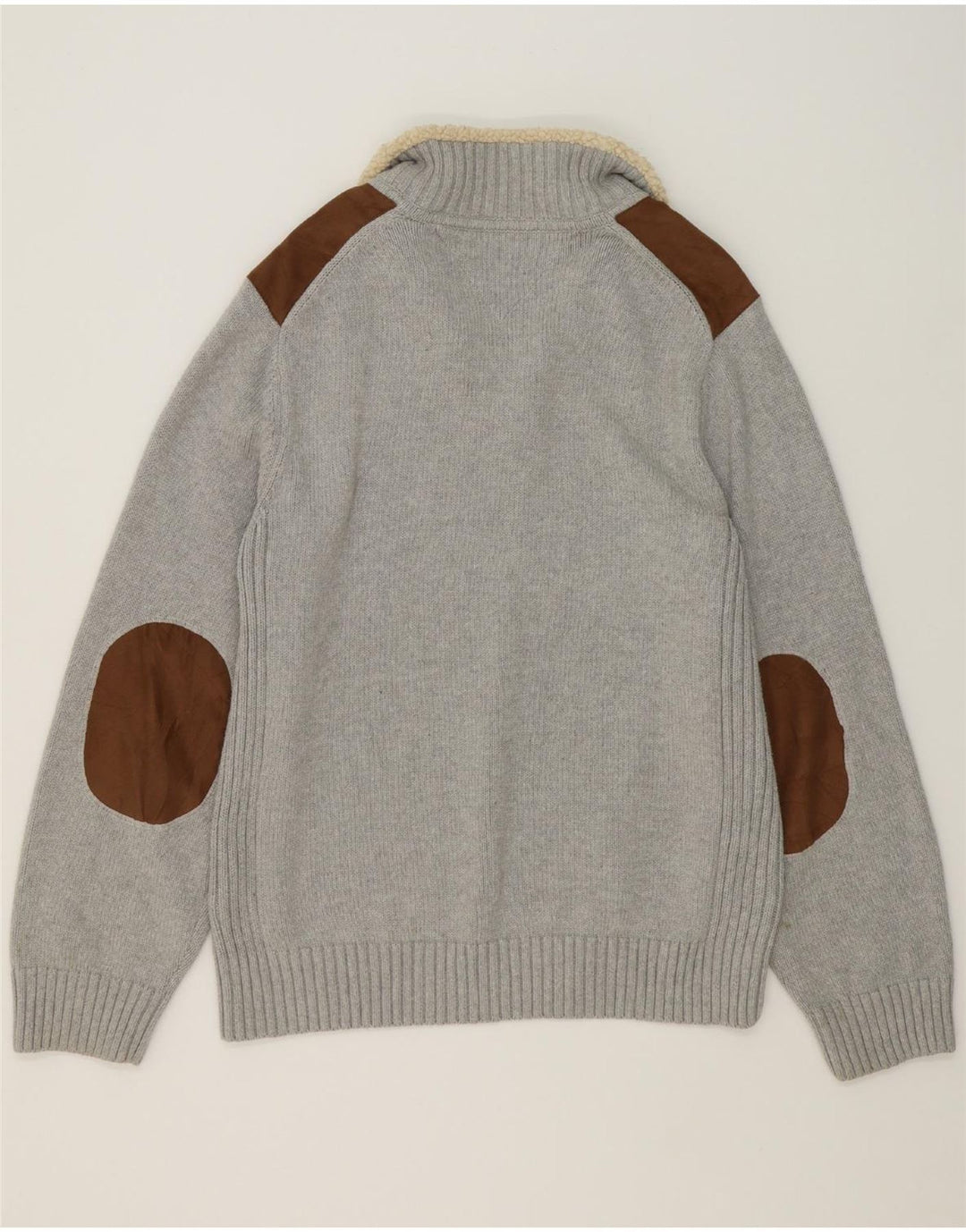 TOMMY HILFIGER Mens Zip Neck Jumper Sweater XL Grey Colourblock Polyester Vintage Tommy Hilfiger and Second-Hand Tommy Hilfiger from Messina Hembry 