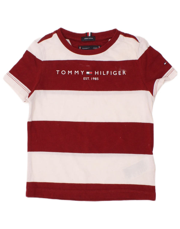 Tommy Hilfiger drenge grafisk t-shirt top 2-3 år Bourgogne stribet bomuld