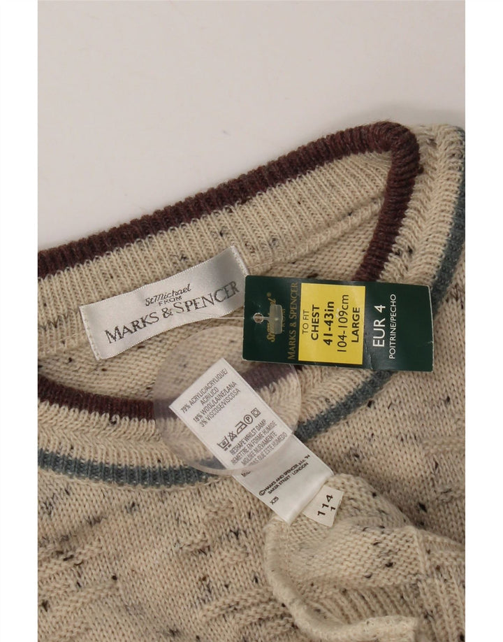 Marks & Spencer Herre sweater med rund hals DK 41/43 Stor Beige