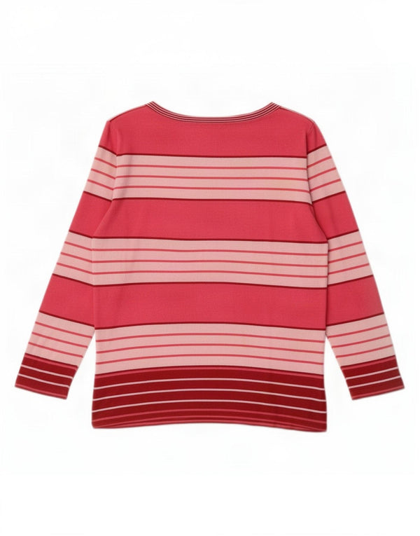 Marks & Spencer Dame Crop Top 3/4 ærmer UK 10 Small Pink Stribet Viscose