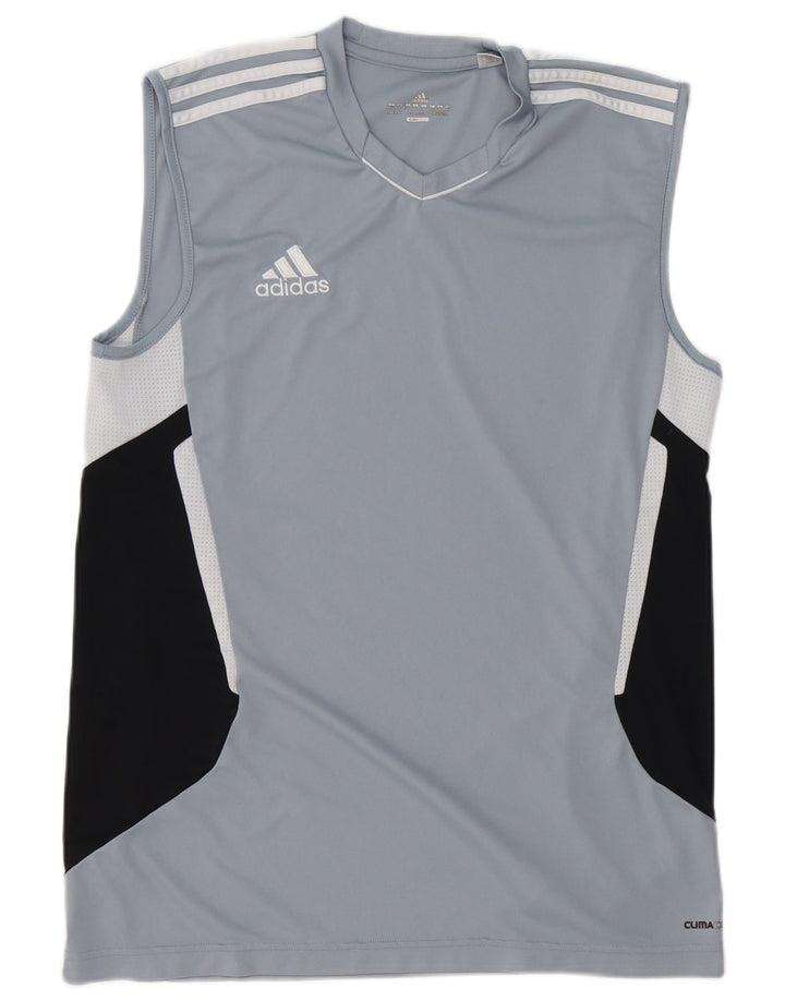ADIDAS Herre Climacool Vest Top UK 40/42 Medium Blue Colourblock Polyester