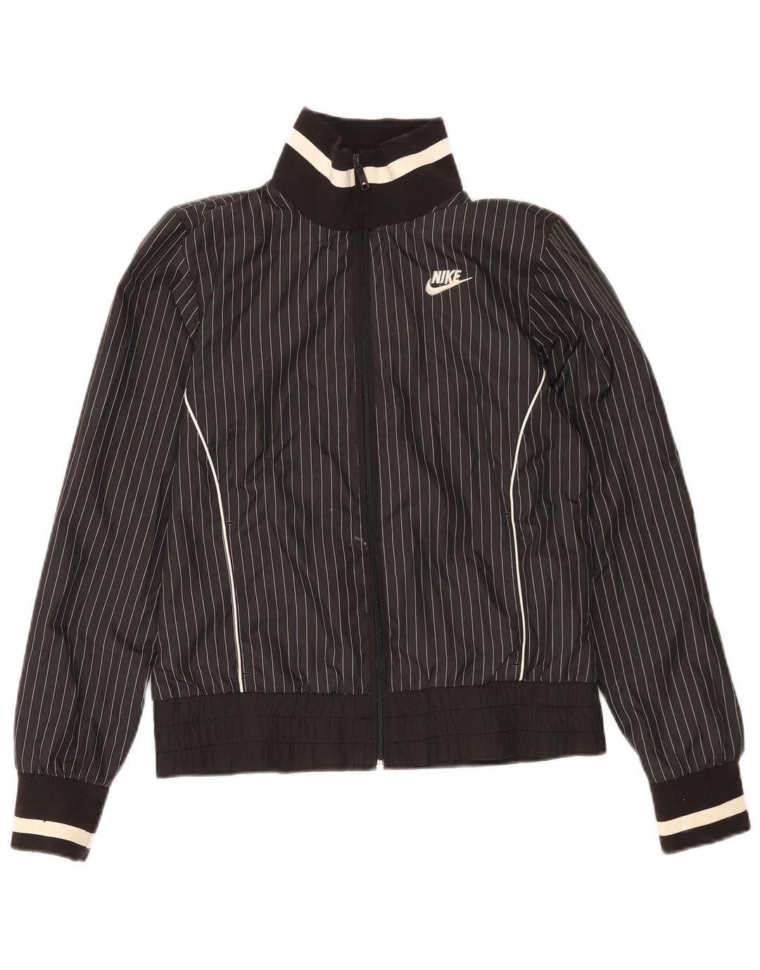 Nike træningsdragt topjakke til kvinder UK 10/12 Medium Black Pinstripe Polyester