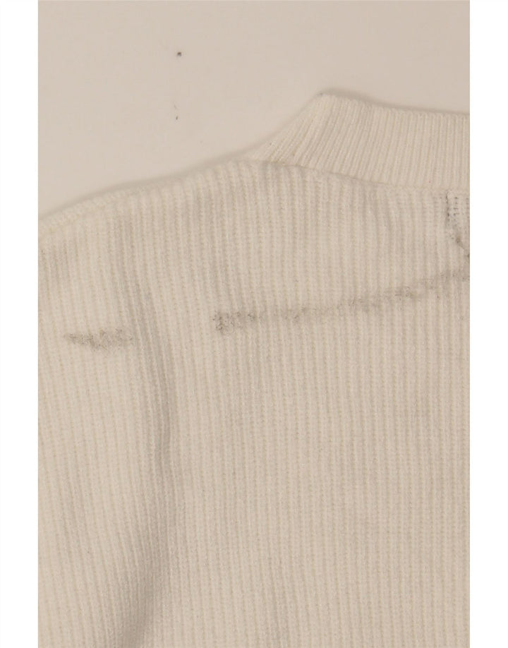 MARKS & SPENCER Womens Crew Neck Jumper Sweater UK 12 Medium White Viscose Vintage Marks & Spencer and Second-Hand Marks & Spencer from Messina Hembry 