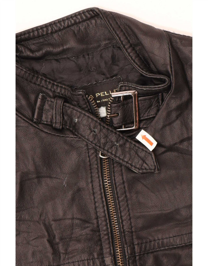 Vintage læderjakke til kvinder UK 12 Medium Black