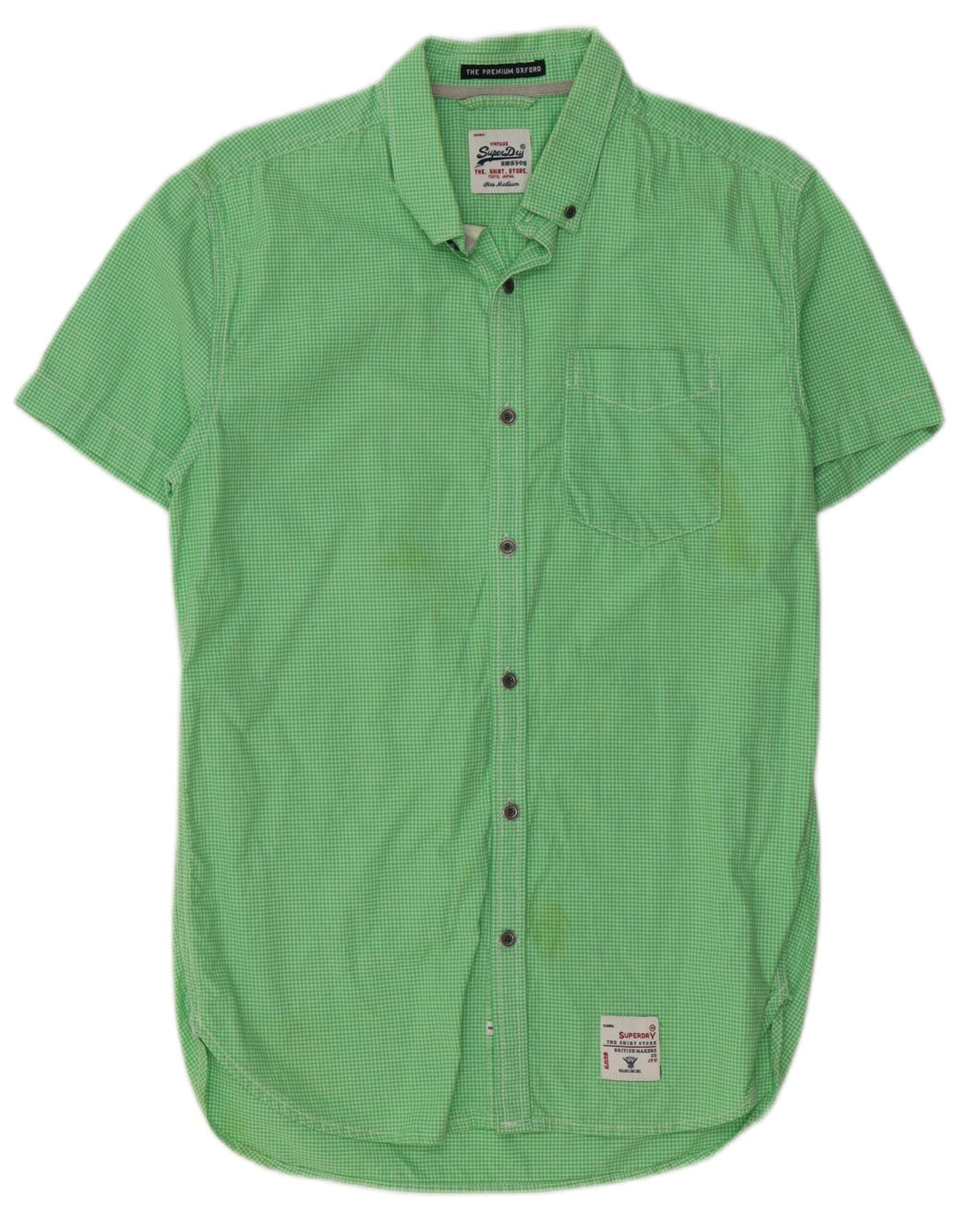 SUPERDRY Kortærmet Herreskjorte Medium Green Gingham Cotton