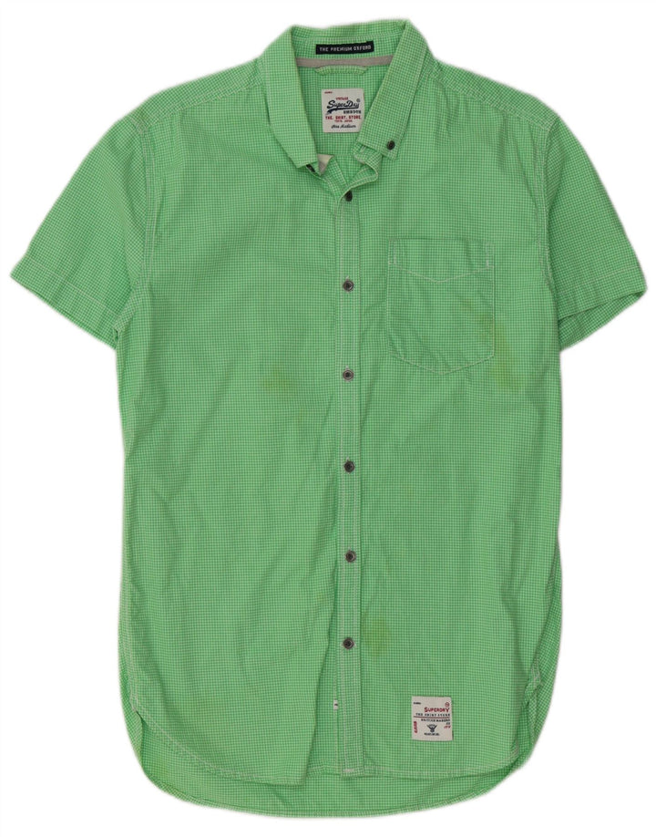SUPERDRY Kortærmet Herreskjorte Medium Green Gingham Cotton