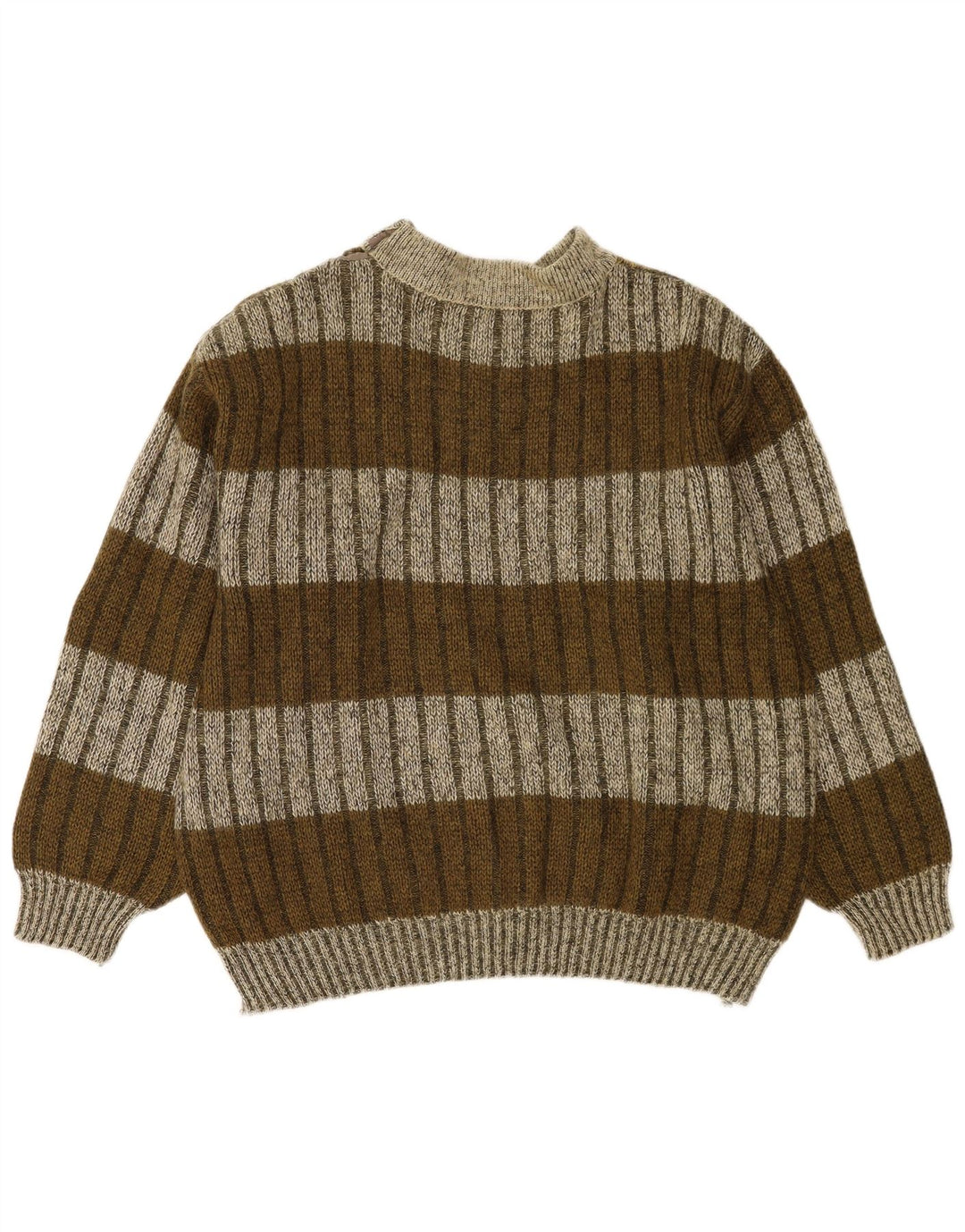 Frank Pepperone Herre Turtle Neck Jumper Sweater XL Khaki Stribet Uld