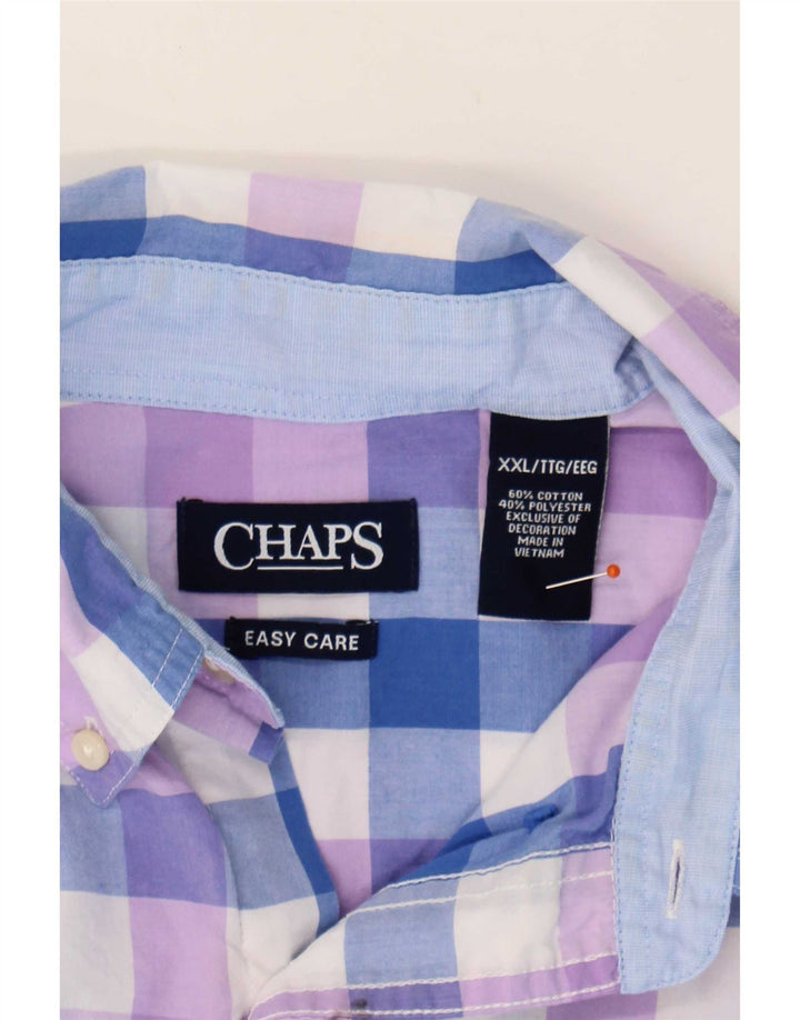 Chaps Herre let pleje kortærmet skjorte 2XL blå Gingham bomuld