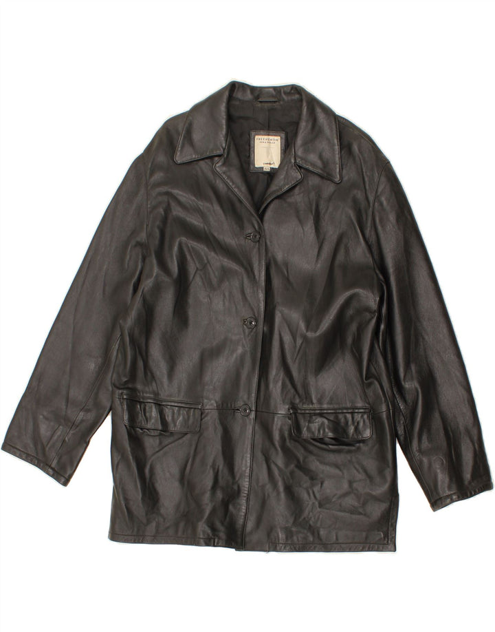 CONBIPEL Womens Leather Coat IT 44 Medium Black Leather Vintage Conbipel and Second-Hand Conbipel from Messina Hembry 