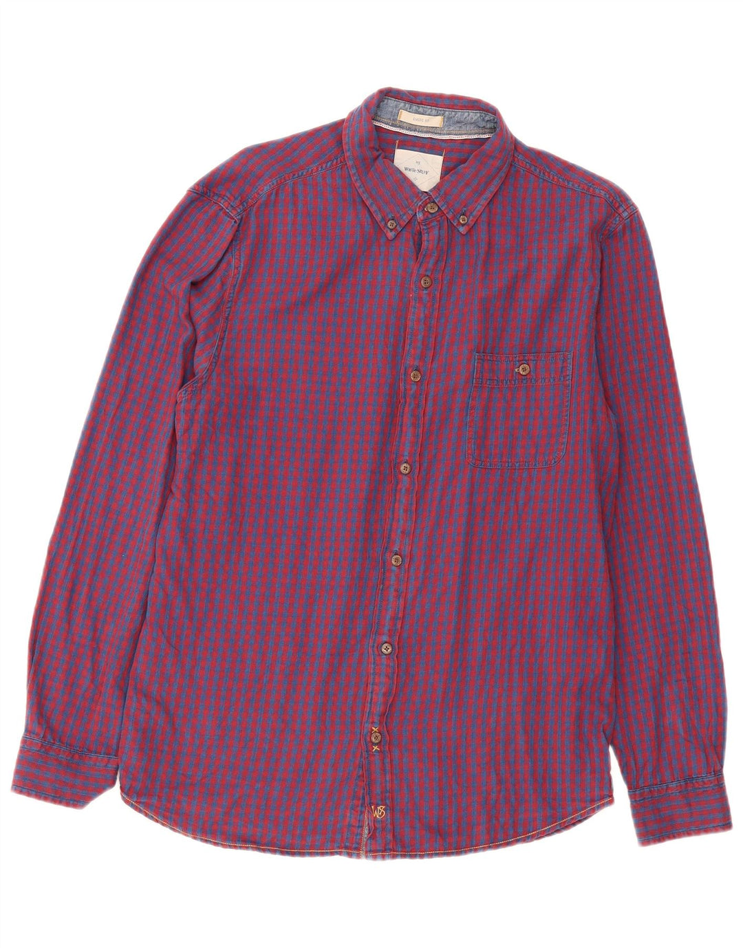 White Stuff Herre Classic Fit Flannel Shirt Medium Red Gingham Cotton