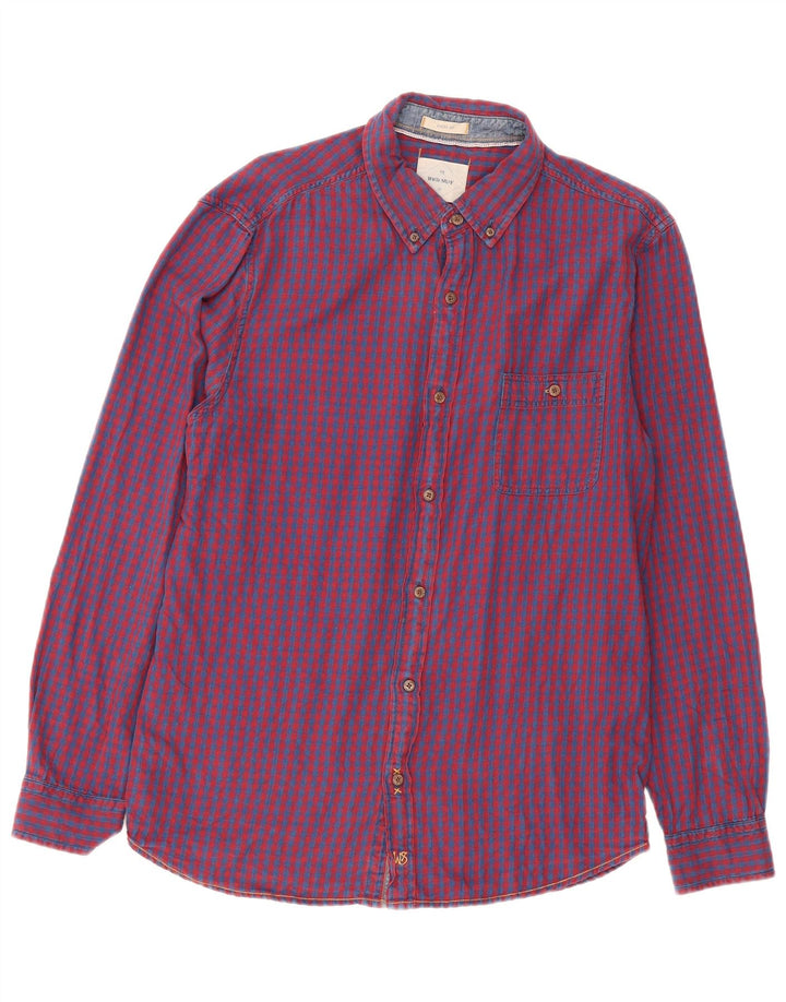 White Stuff Herre Classic Fit Flannel Shirt Medium Red Gingham Cotton