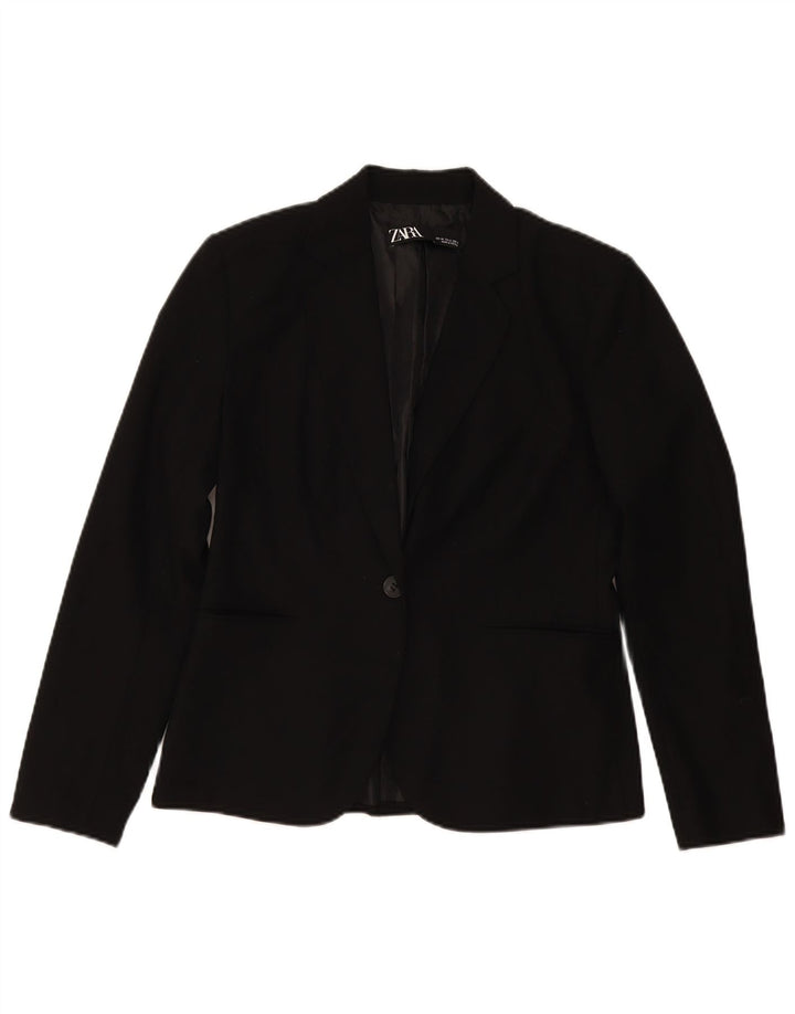 Zara Dame 1-knaps blazerjakke EU 40 Medium Sort