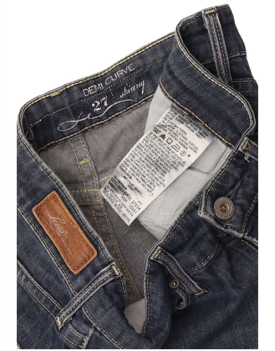 LEVI'S Dame Demi Curve Skinny Jeans W27 L32 Marineblå Bomuld