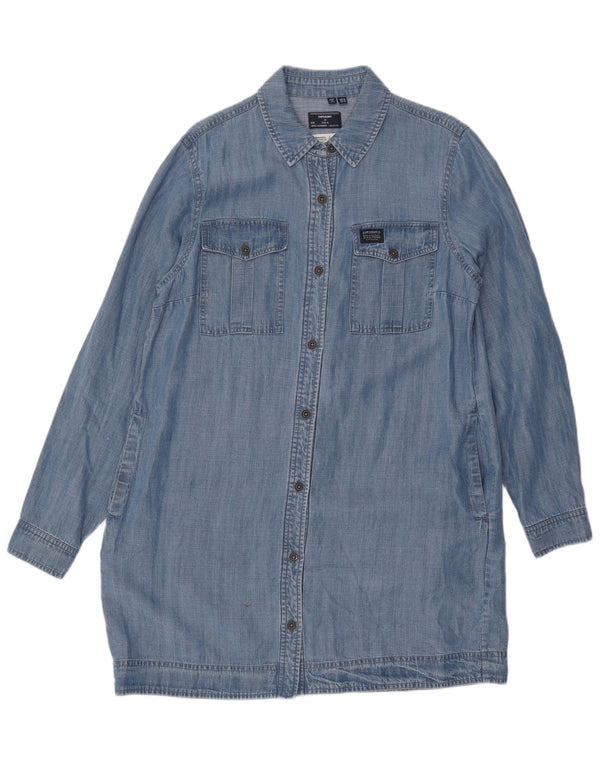 Superdry Dame Denim Kjole UK 14 Stor Blå Lyocell