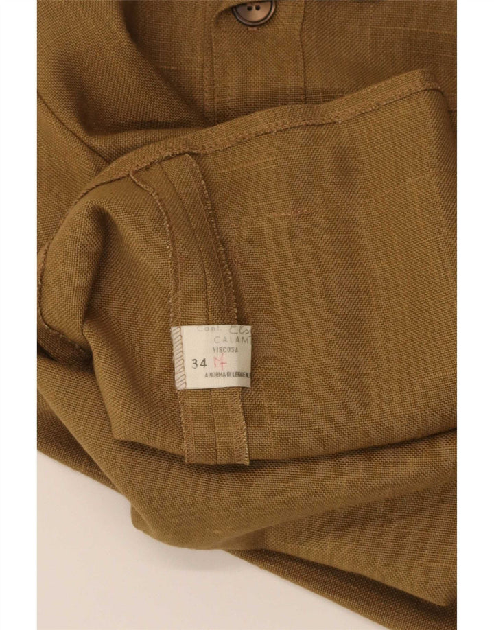 Vintage Dame Overshirt Skjorte IT 34 2XS Khaki Viscose