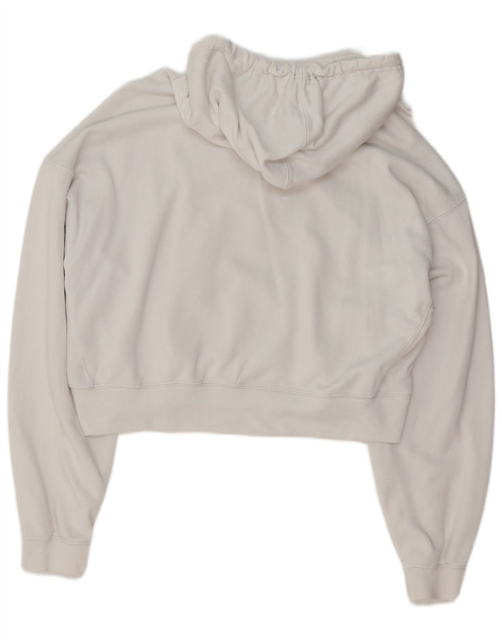 ADIDAS Dame Oversized Crop Hoodie Jumper UK 10 Small White Bomuld