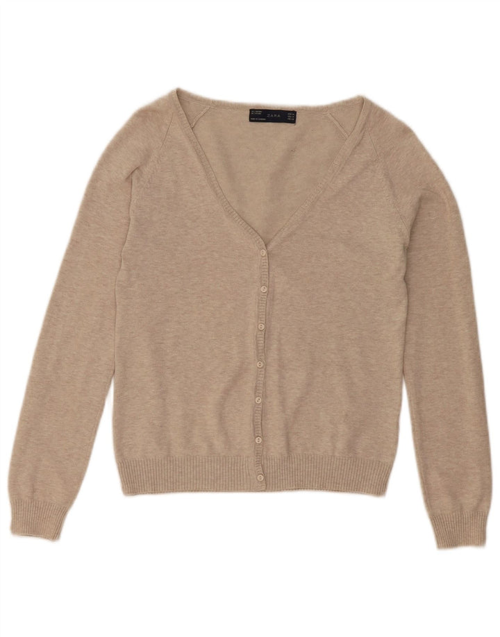 Zara Dame Cardigan Sweater UK 12 Medium Beige