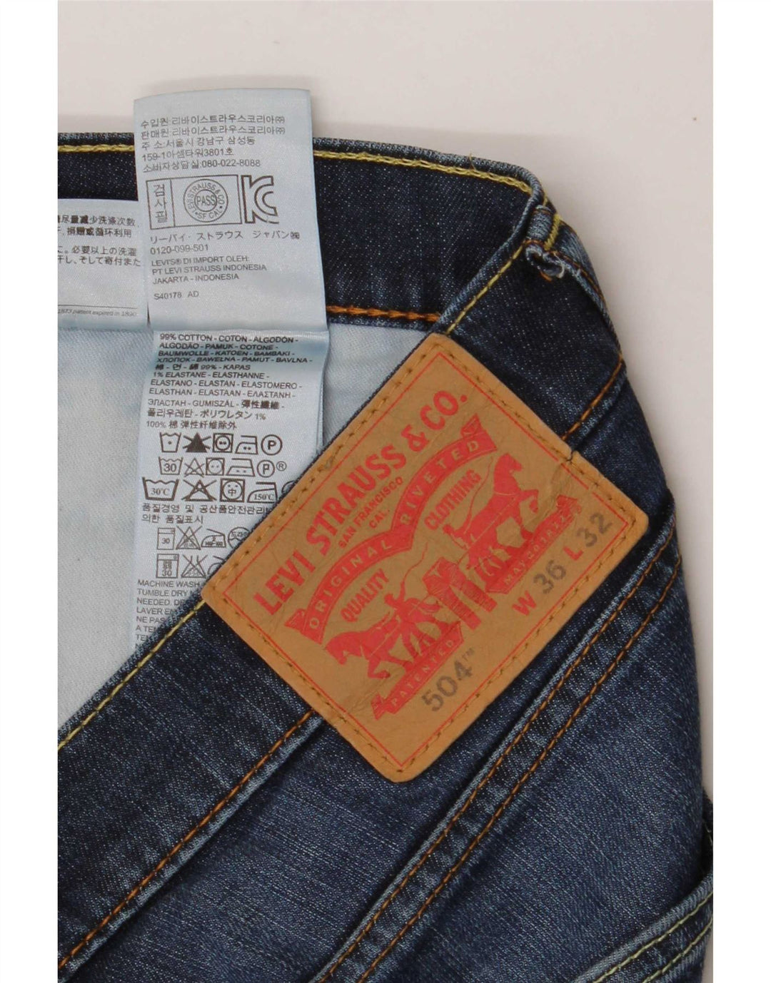 Levi's Herre 504 denimshorts W36 Large Blue Cotton
