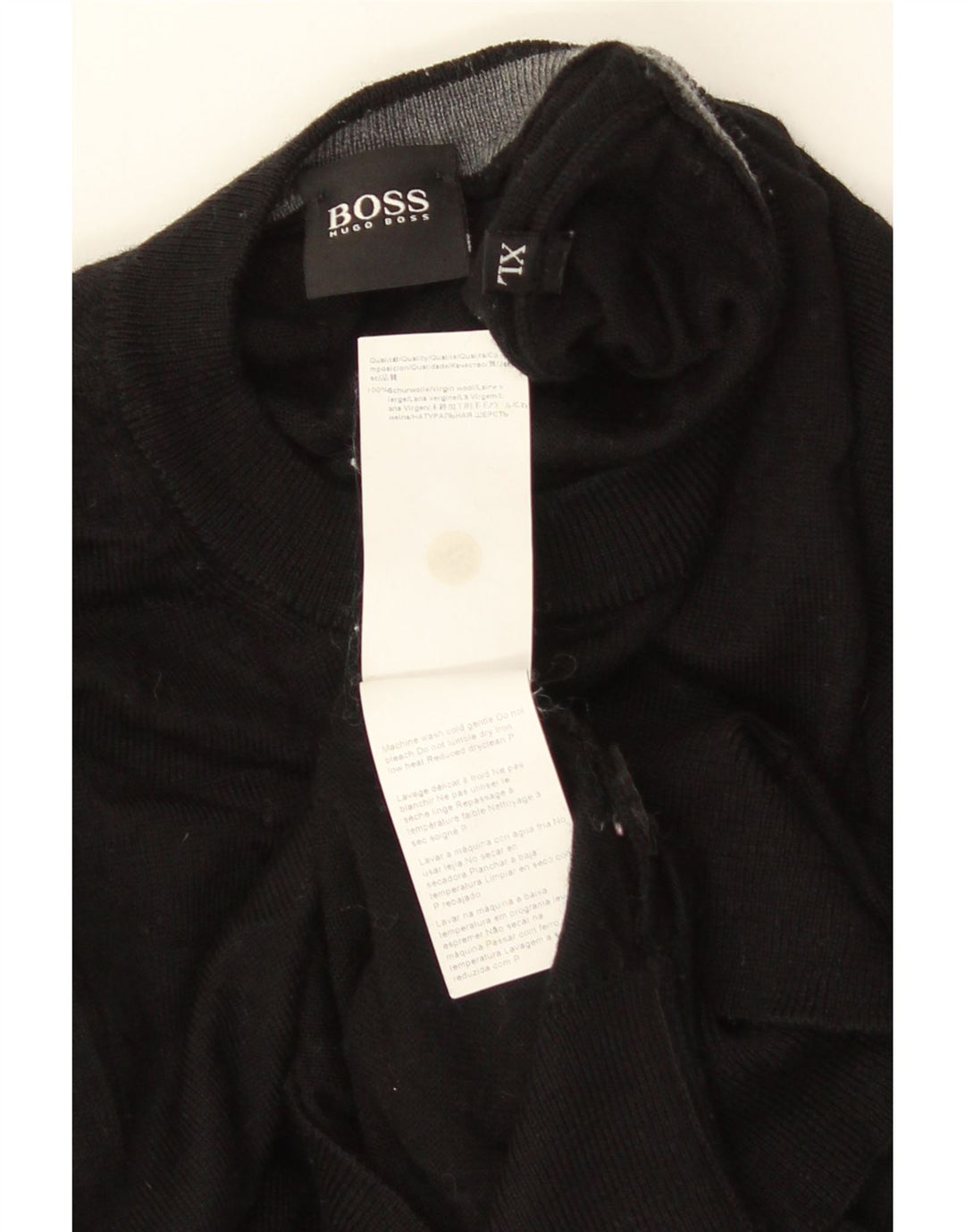 HUGO BOSS Herre sweater med rund hals XL Sort Virgin Wool