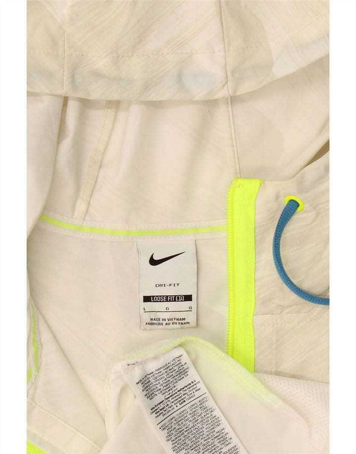 Nike Herre Loose Fit Hættetrøje Regnjakke UK 40 Stor Beige Stribet