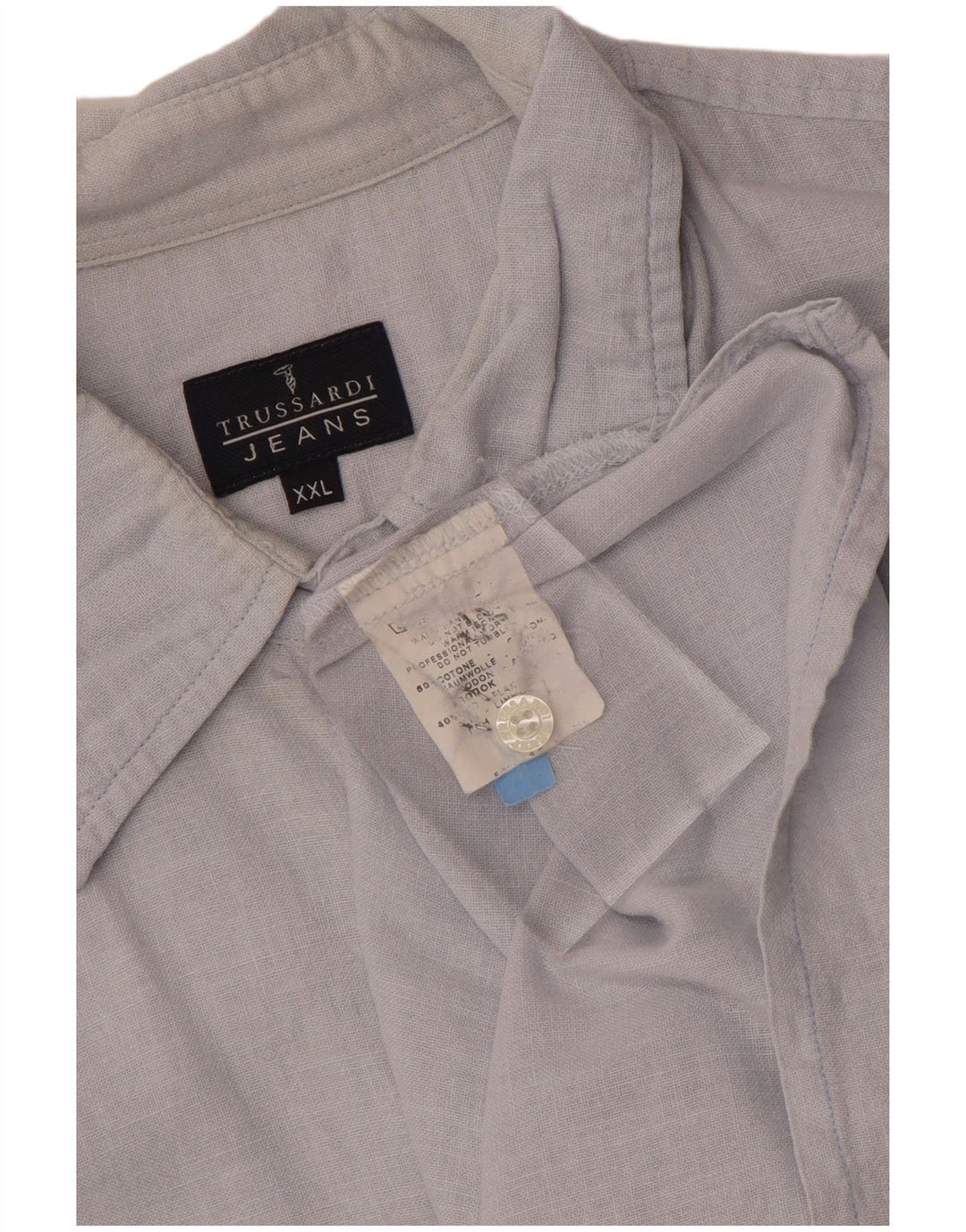 Trussardi Jeans Kortærmet Herreskjorte 2XL Blå Bomuld