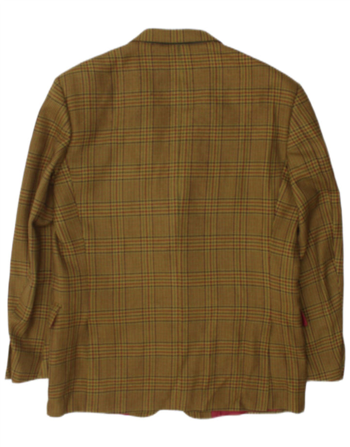 Brooksfield Herre 2 Button Blazer Jacket UK 40 Large Khaki Check