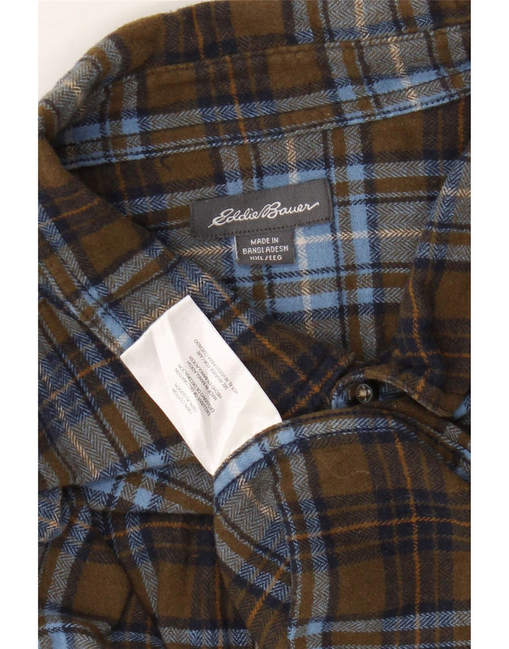 EDDIE BAUER Flanellskjorte til mænd 2XL Khaki Plaid Bomuld