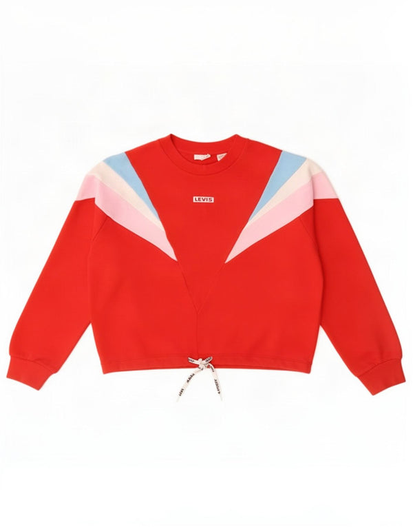 Levi's Dame Oversized Sweatshirt Jumper UK 14 Medium Rød Colourblock