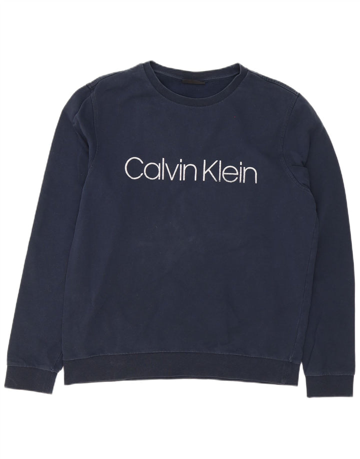 Calvin Klein Herre Grafisk Sweatshirt Jumper XL Navyblå Bomuld