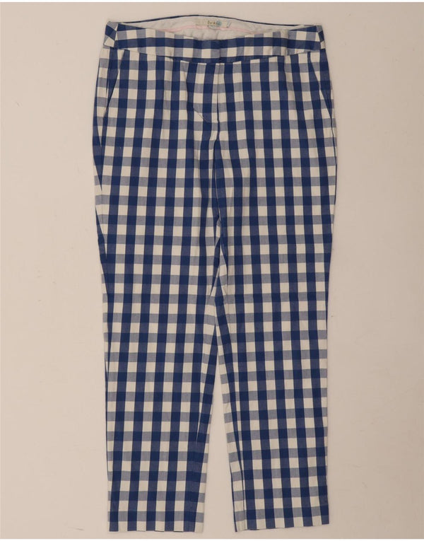 Boden Dame Cropped Trousers UK 10 Small W30 L24 Blue Gingham Cotton