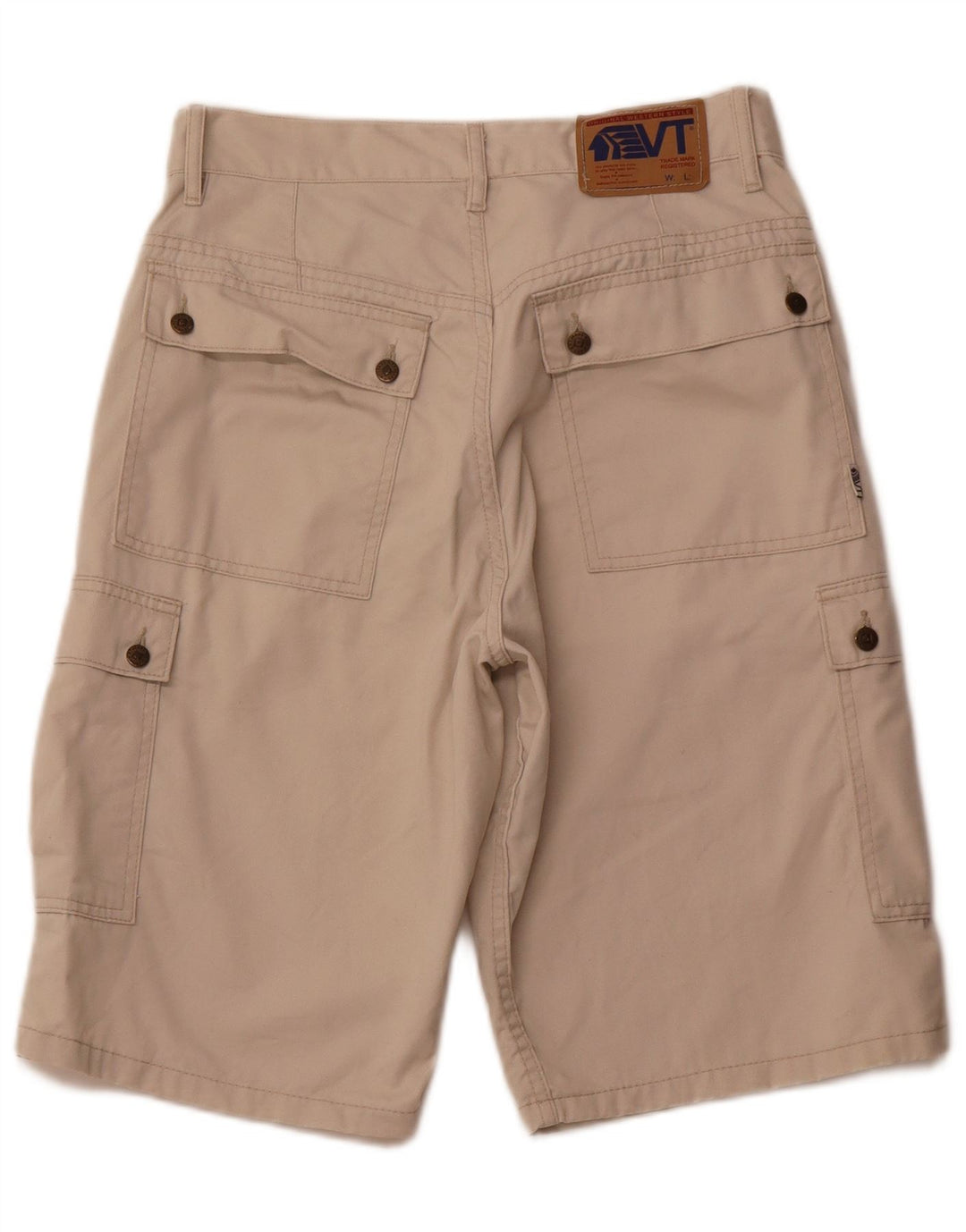 VINTAGE Herre High Waist Cargo Shorts W31 Medium Beige Bomuld