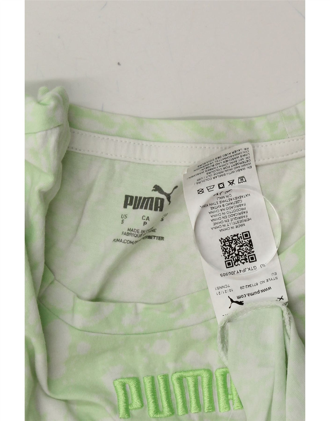 PUMA Mens T-Shirt Top Small Green Tie Dye Cotton Vintage Puma and Second-Hand Puma from Messina Hembry 