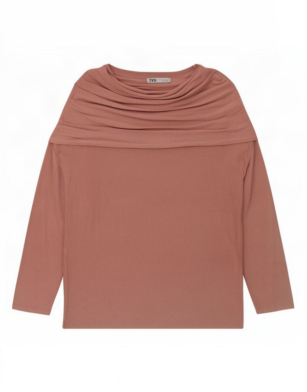 Zara Dame Oversized Top Langærmet UK 10 Small Pink Lyocell