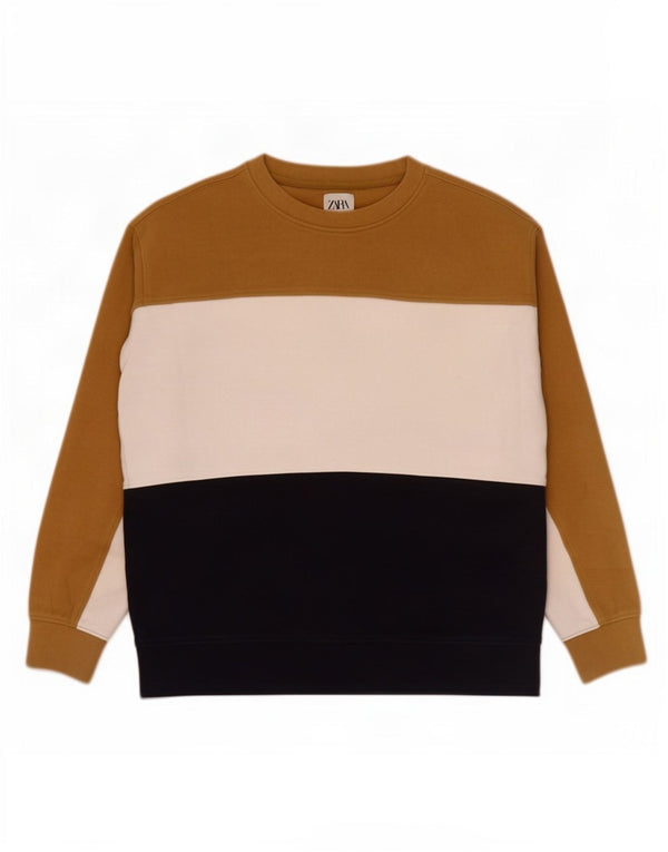 Zara Herre Sweatshirt Jumper Lille flerfarvet Colourblock Bomuld