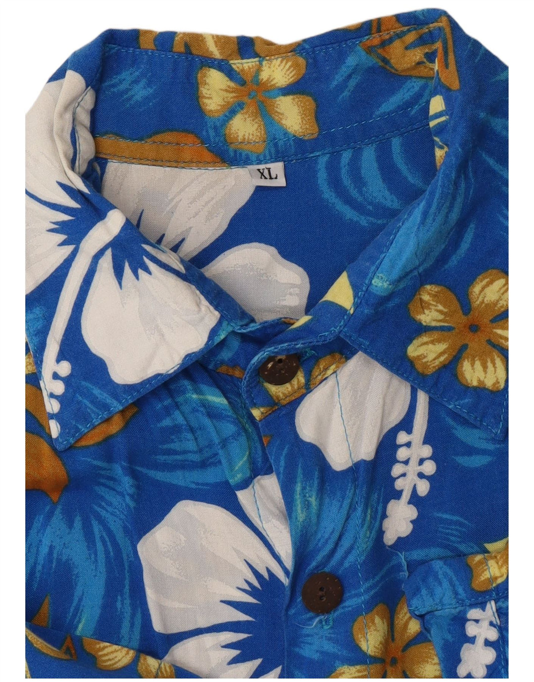 VINTAGE Hawaiiansk kortærmet skjorte til mænd XL Blue Floral