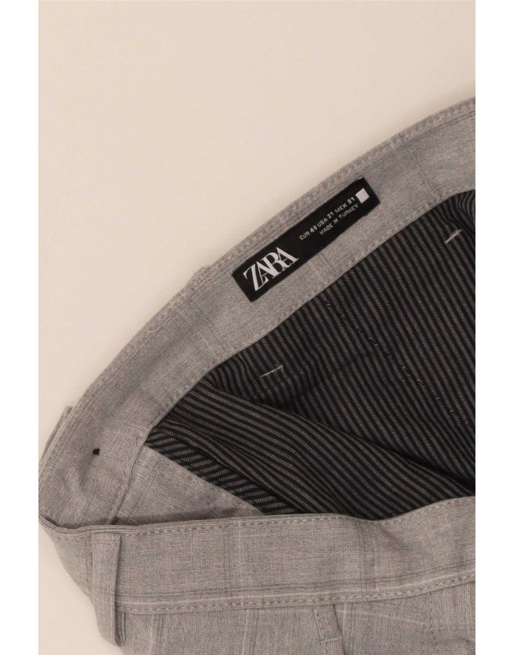 Zara Herre Slim Chino Bukser EU 40 Medium W31 L28 Grå ternet