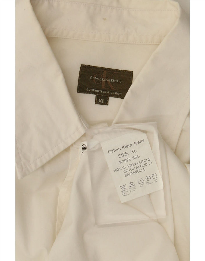 Calvin Klein Herreskjorte XL Off White Bomuld