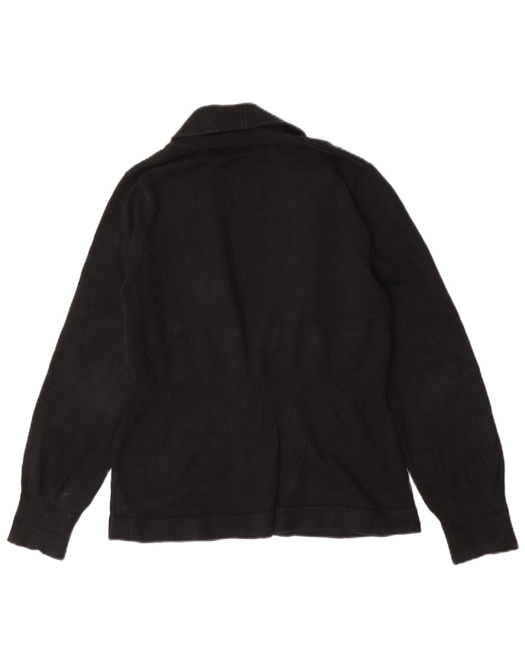 Eddie Bauer Dame Cardigan Sweater UK 14 Medium Sort Bomuld