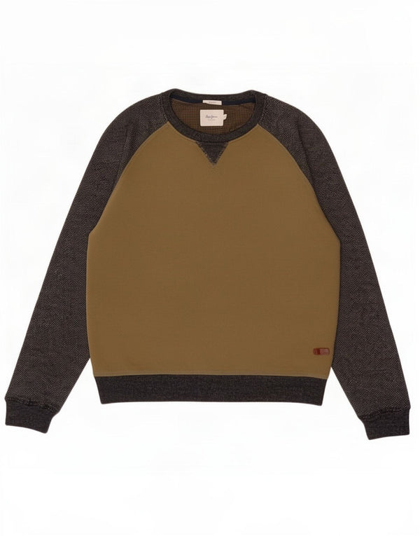 PEPE Jeans Herre Regular Fit Sweatshirt Jumper Small Khaki Colourblock